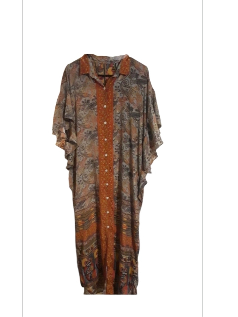 Flowy Paisley Button-Front Dress